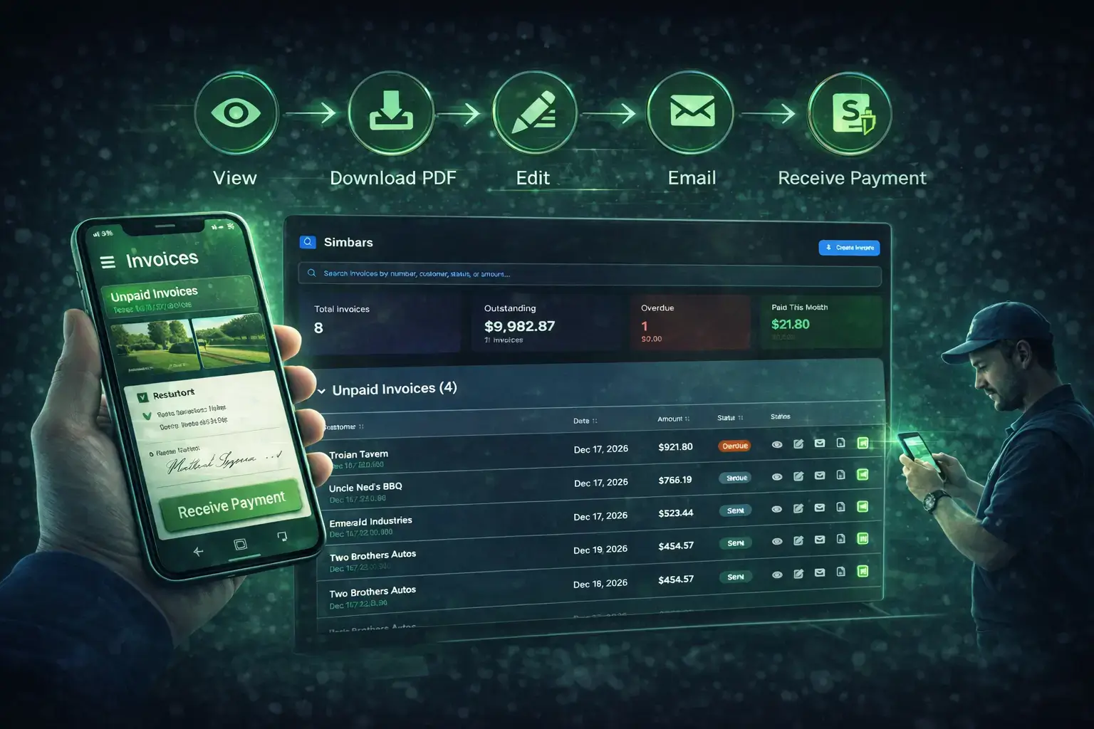Financial tracking dashboard displaying real-time payment status of invoices.