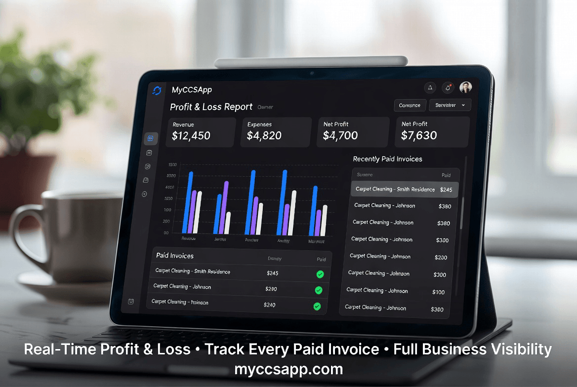 Carpet Cleaning Profit and Loss Dashboard