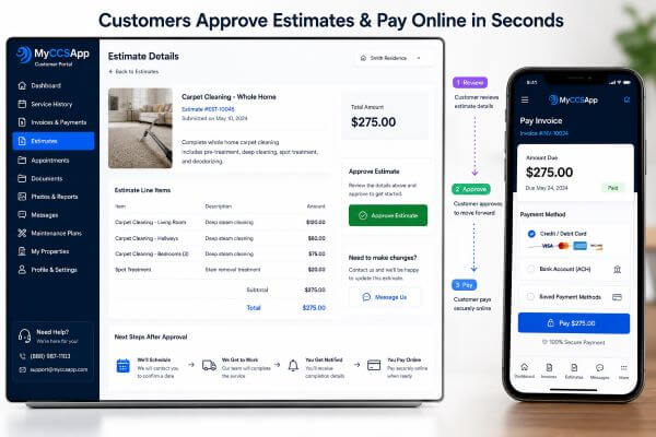 A customer executing a secure online payment within the customer invoice portal layout
